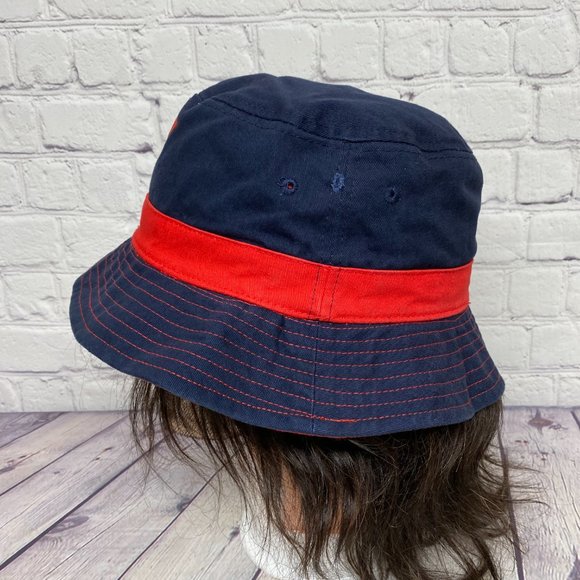 Superman Bucket Hat Cap Distressed Size Small Navy Blue Red Print Logo DC Comics - Picture 2 of 11